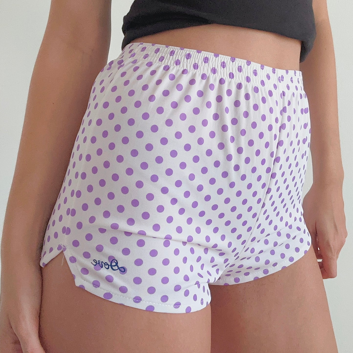 80's White & Purple Polka Dot "Dove" Shorts / SZ S/M