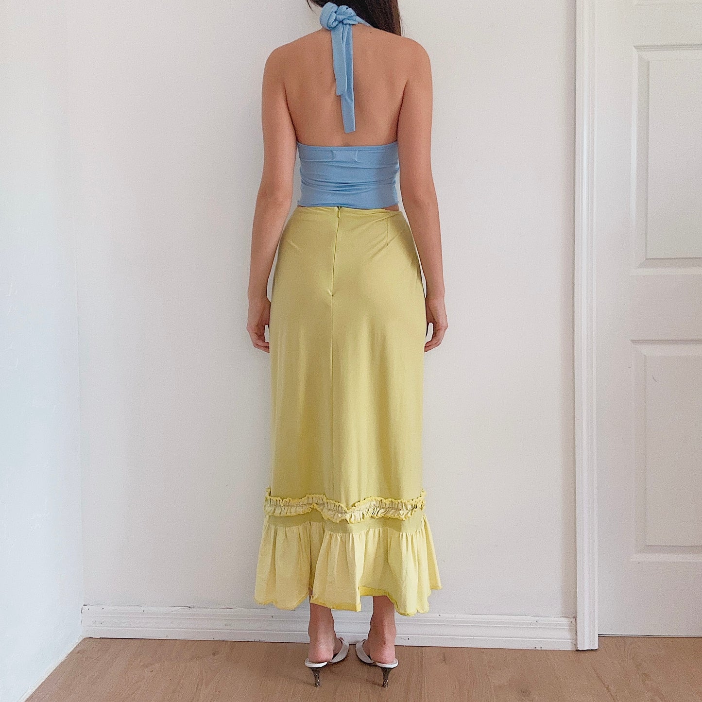 90's Chartreuse Maxi Skirt / SZ S