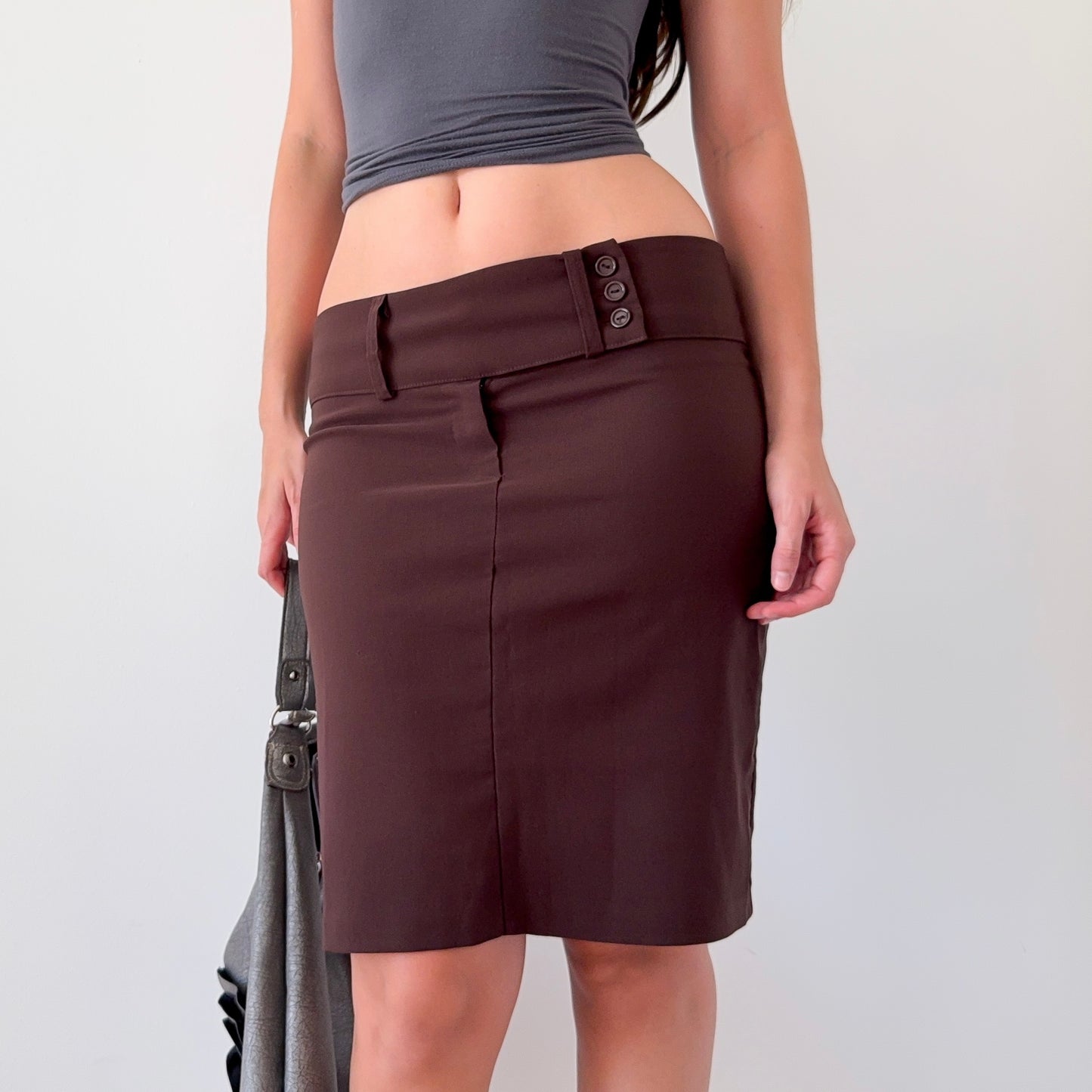 Y2K Brown Pencil Midi Skirt / SZ L