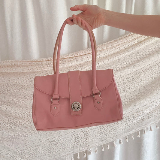 Y2K Baby Pink Leather Handbag