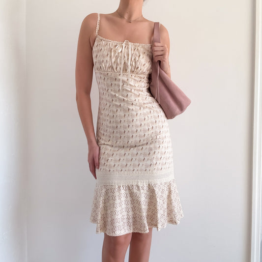 Y2K Express Cream Cotton Midi Dress / SZ 4/6