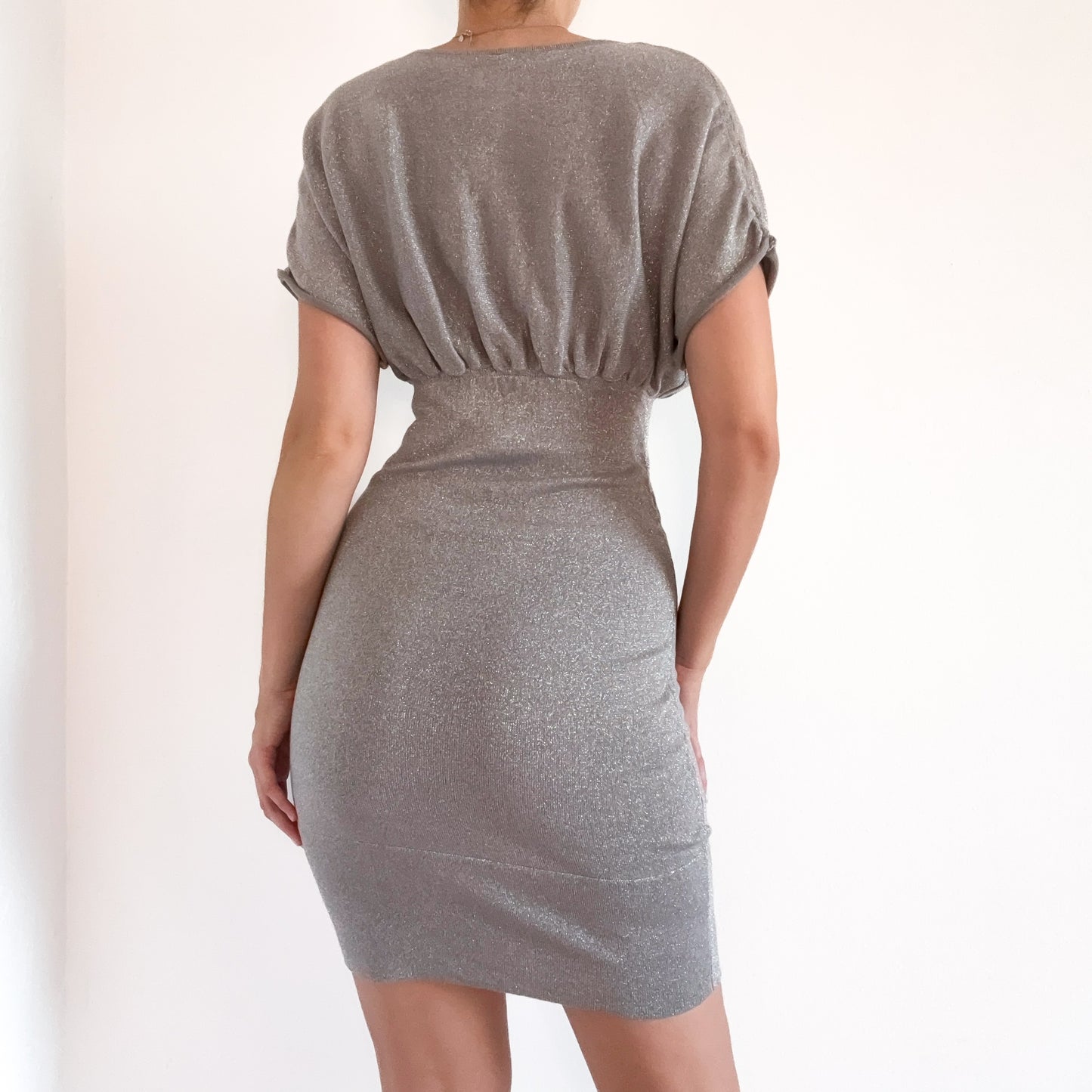 Y2K Silver Sparkle Knit Dress / SZ M