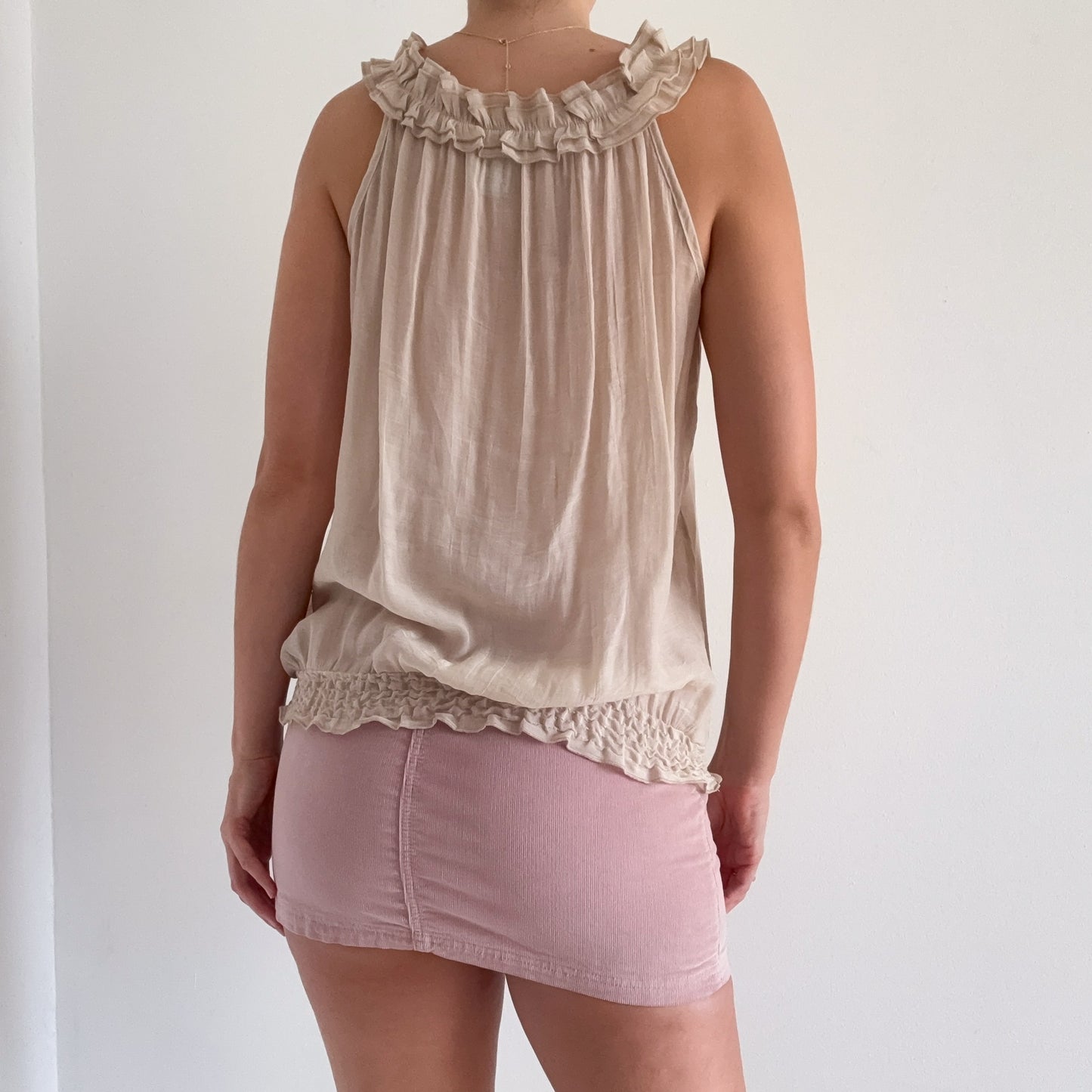 Y2K Beige Slouchy Rosette Top / SZ M