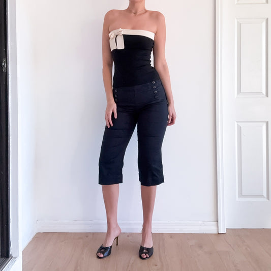 Y2K Black Cotton Button Capri's / SZ 4/6