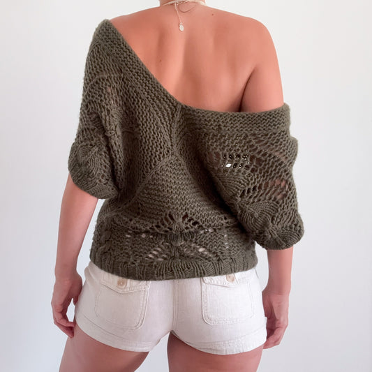 2010's Army Green Slouchy Sweater Top / SZ M
