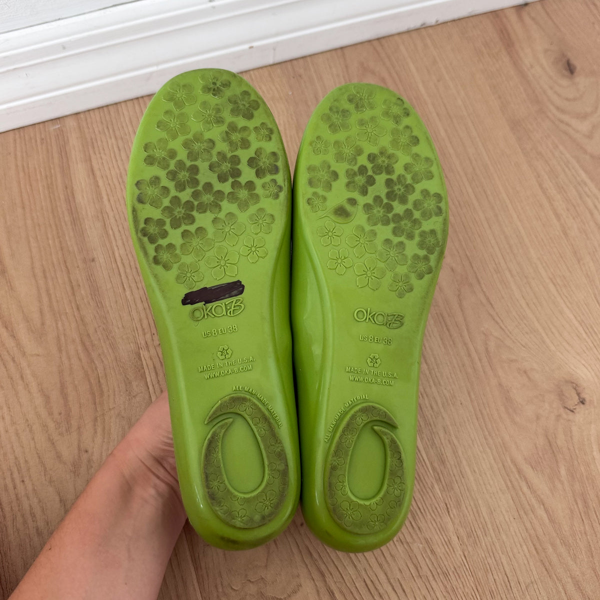 Y2K Lime Green Rubber Ballet Flats / SZ 8