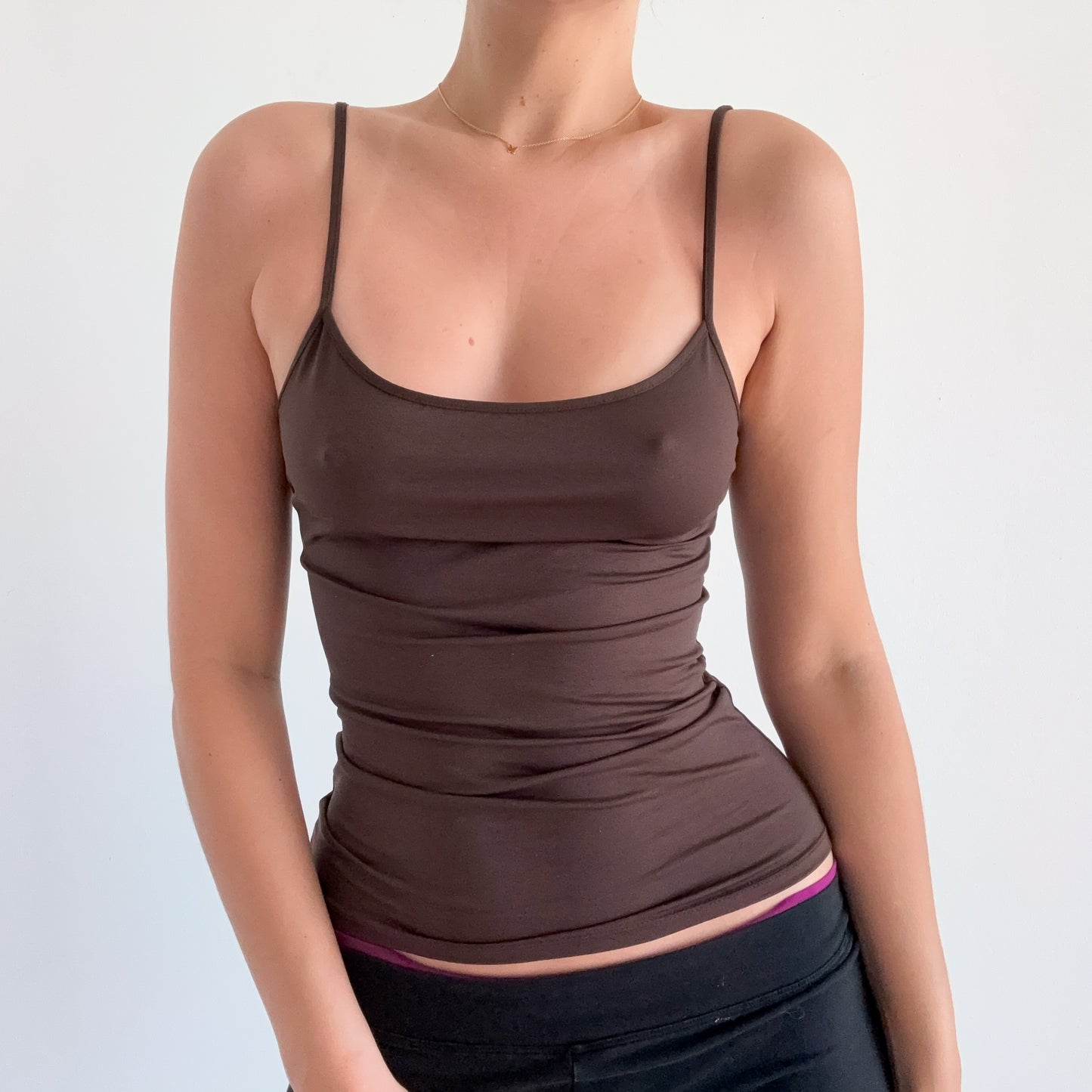 Y2K Brown Stretch Tank / SZ S
