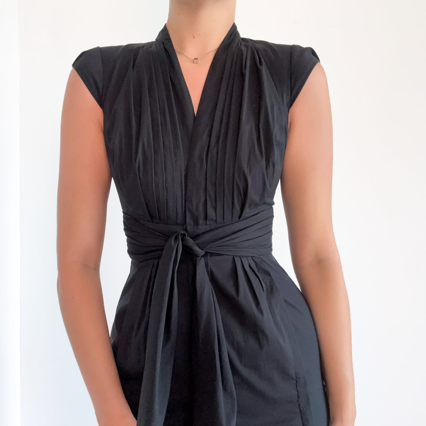Y2K Anne Klein Cotton Tie Mini Dress / SZ 2