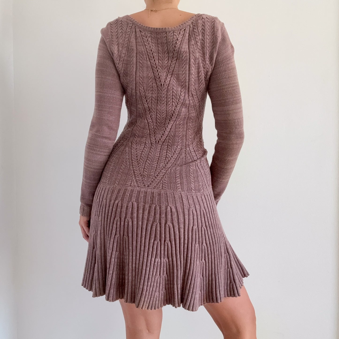 Y2K Mauvy Taupe Knit Sweater Dress / SZ S