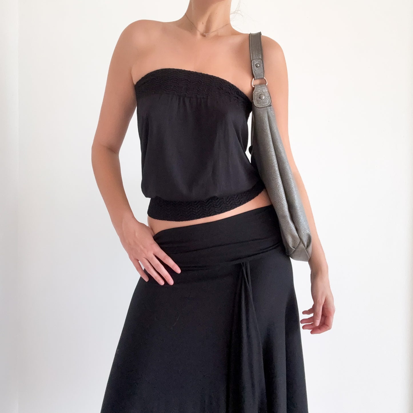 Y2K Black Slouchy Tube Top / SZ S