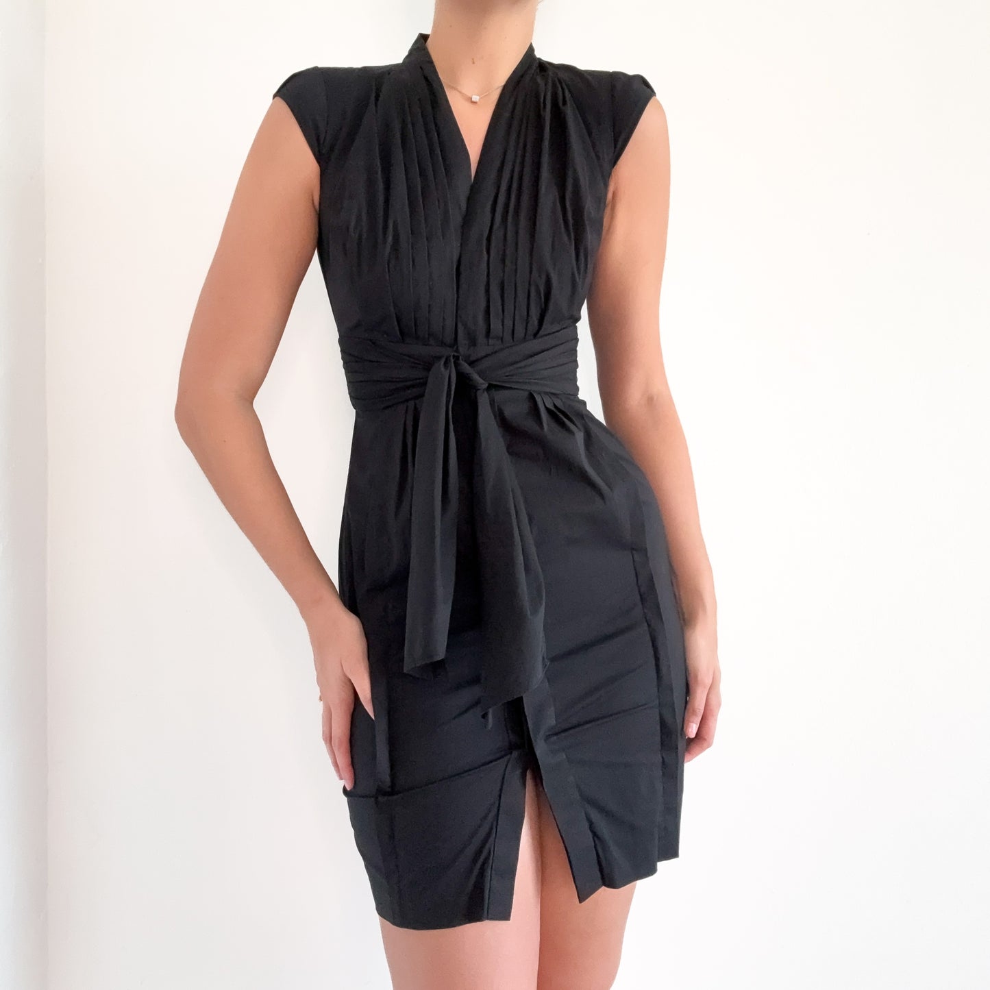 Y2K Anne Klein Cotton Tie Mini Dress / SZ 2