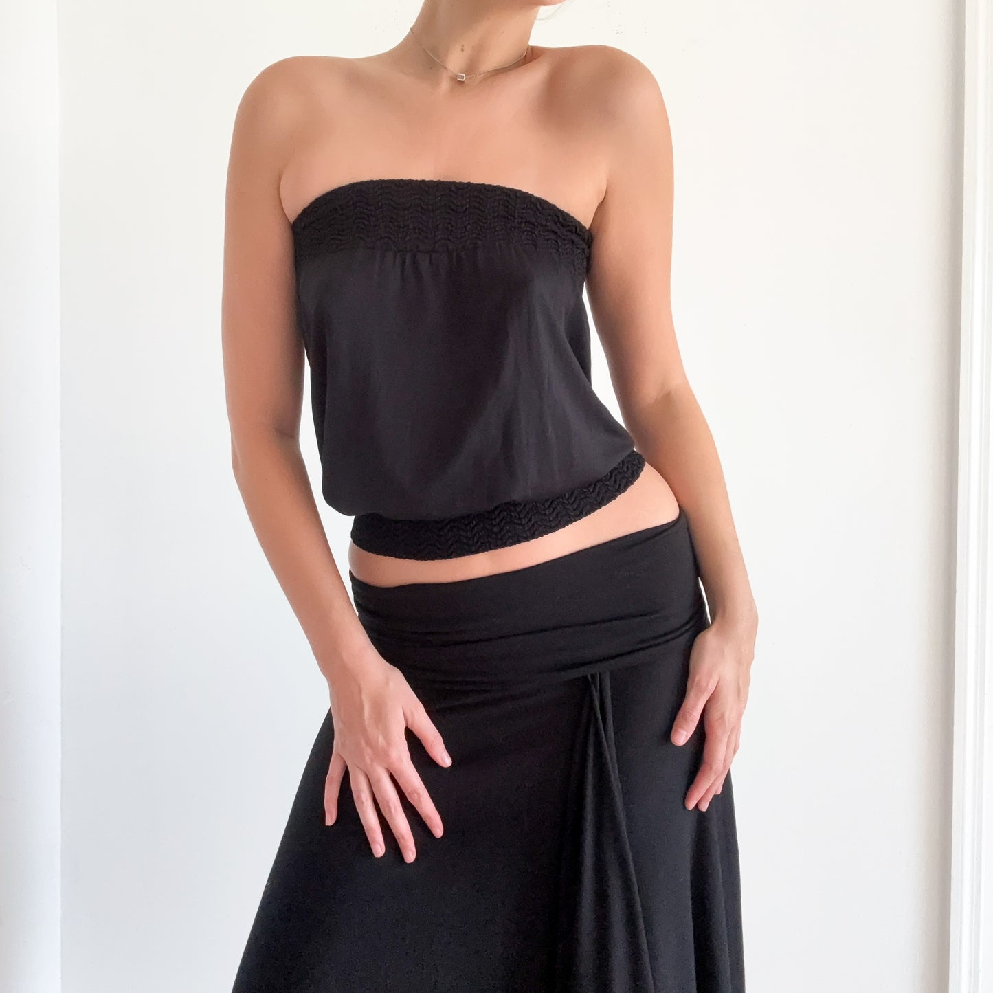 Y2K Black Slouchy Tube Top / SZ S