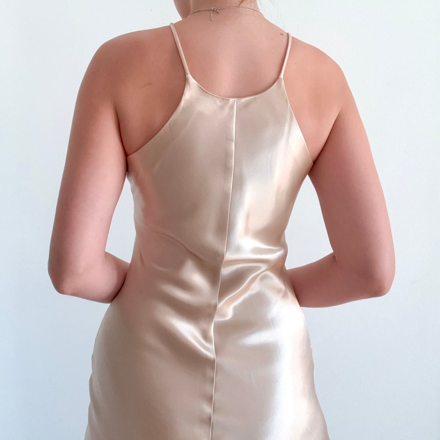 90's Champagne Silky Maxi Dress / SZ 4/6