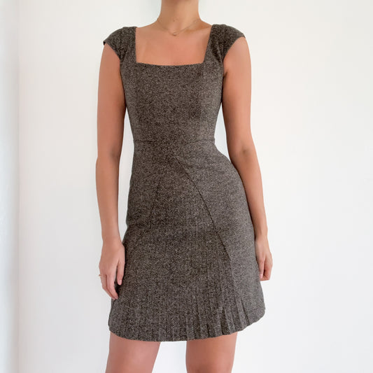 Y2K Ann Taylor Brown Tweed Dress / SZ 0/2