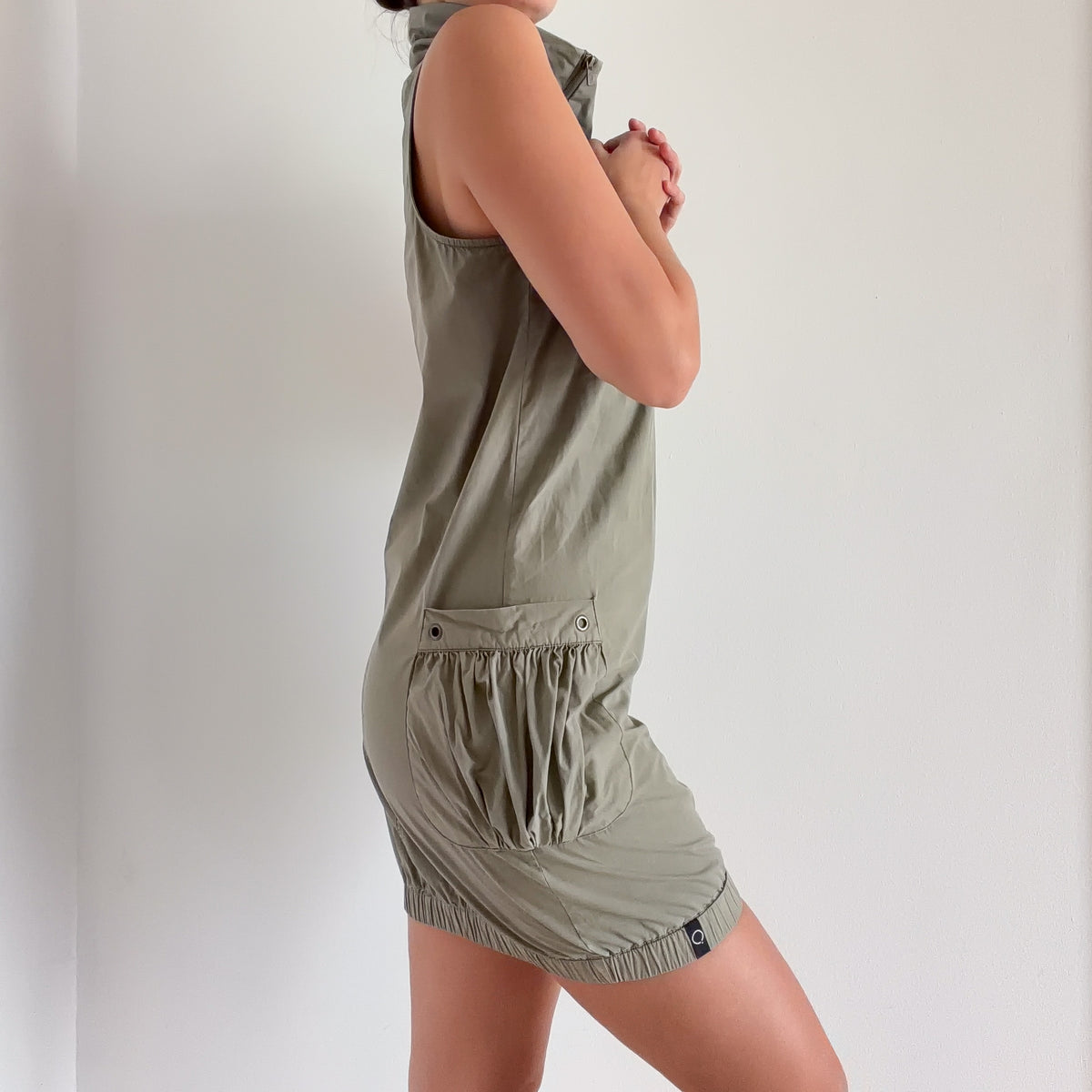 Y2K Euro Olive Cotton Cargo Dress / SZ S