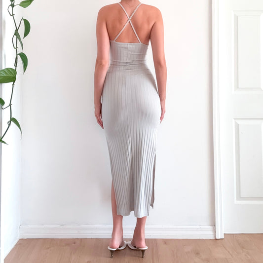 Y2K Grey Slit Maxi Dress / SZ S