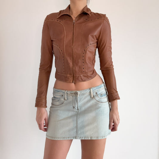 Y2K Light Wash Denim Mini Skirt / SZ 8/10