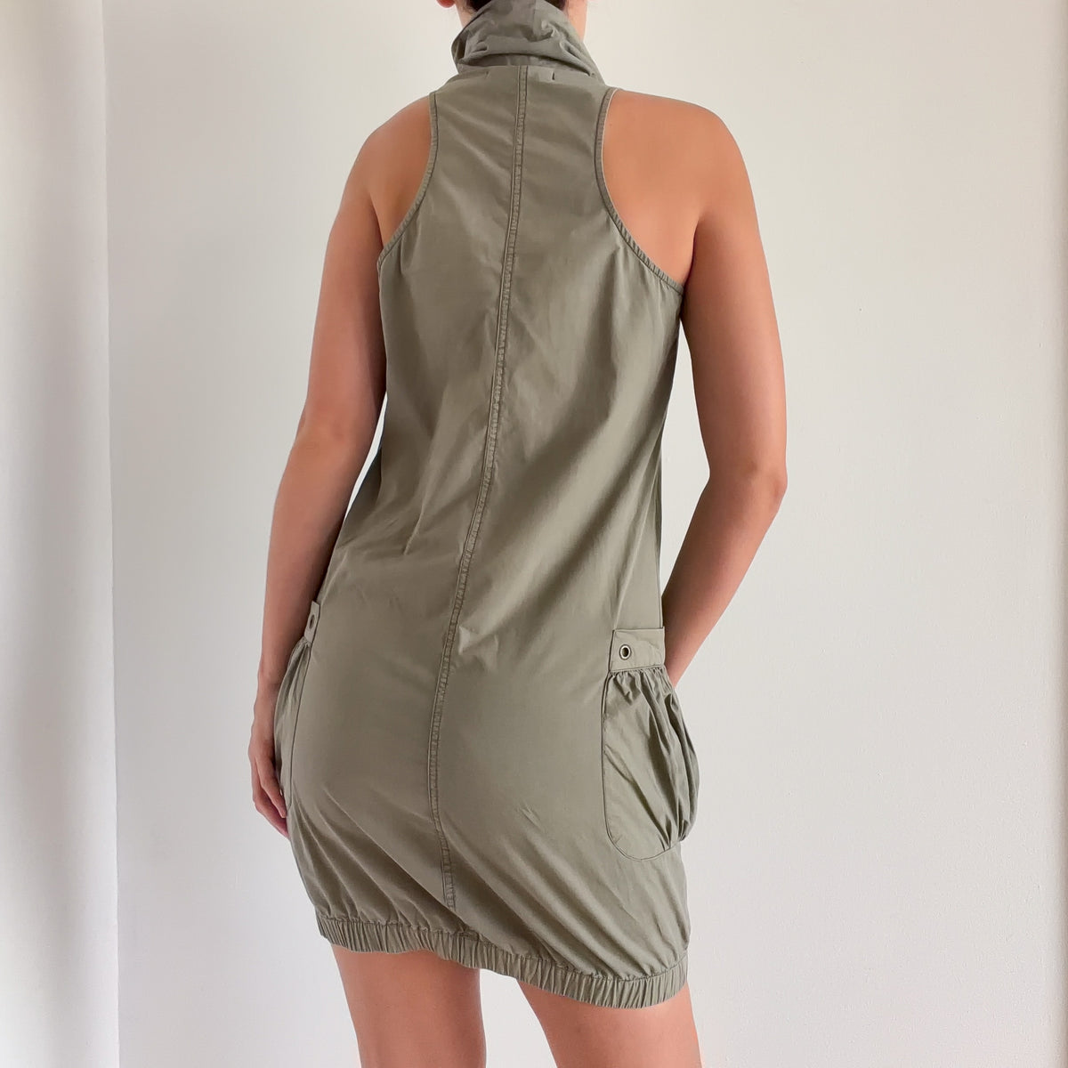 Y2K Euro Olive Cotton Cargo Dress / SZ S