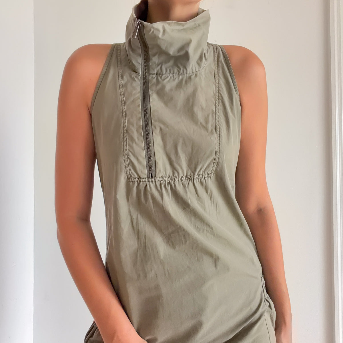 Y2K Euro Olive Cotton Cargo Dress / SZ S