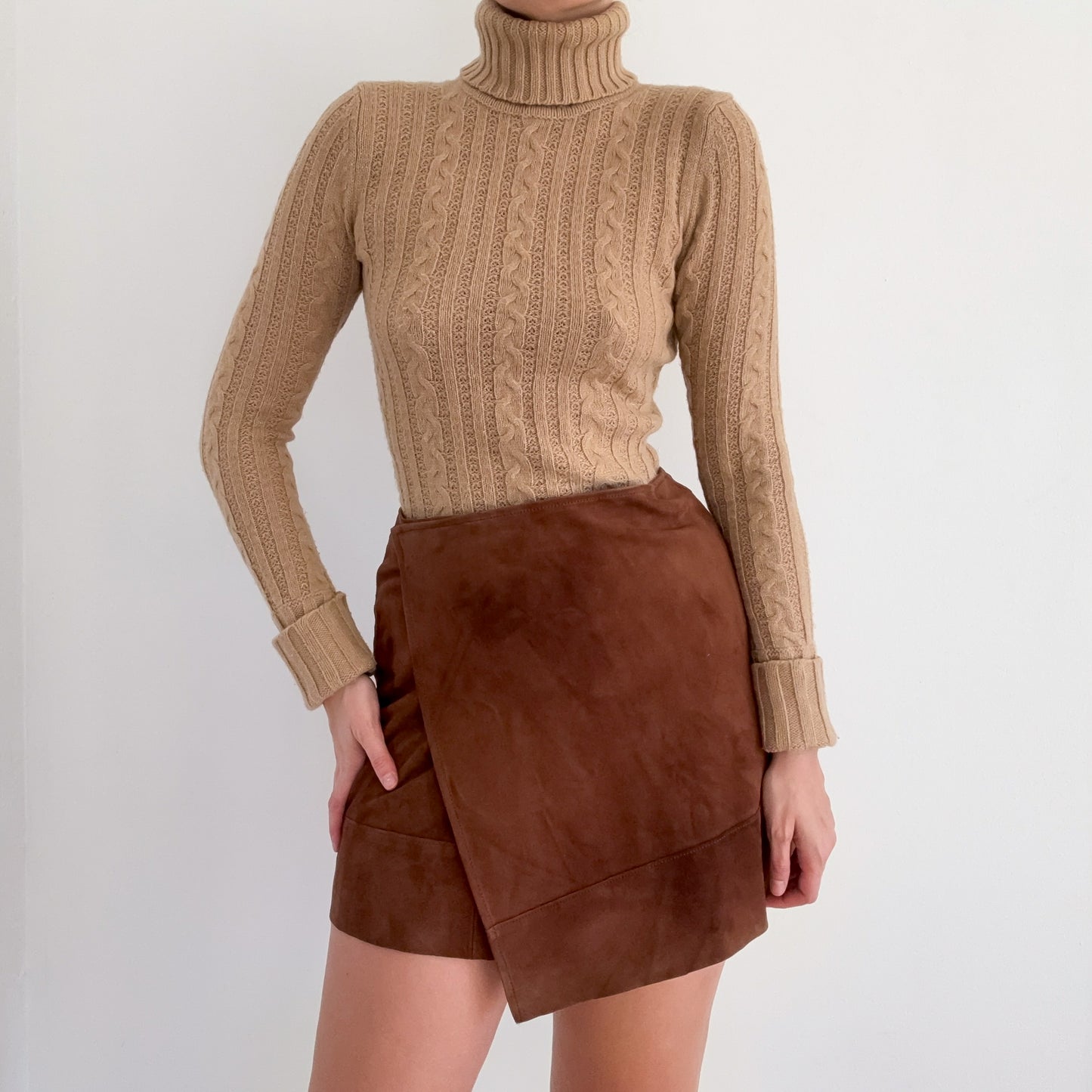 Theory Brown Suede Wrap Mini Skirt / SZ 6