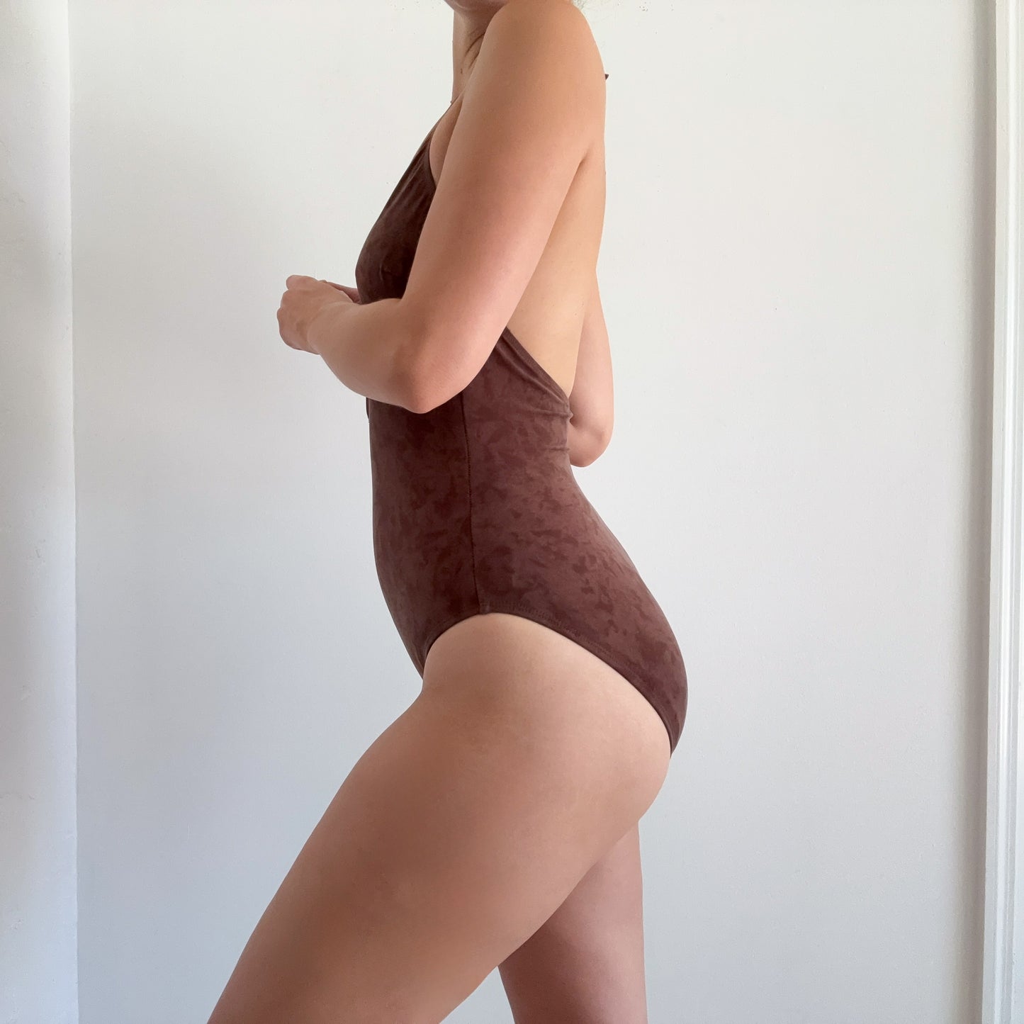 Y2K Brown Jeweled Swimsuit / SZ M