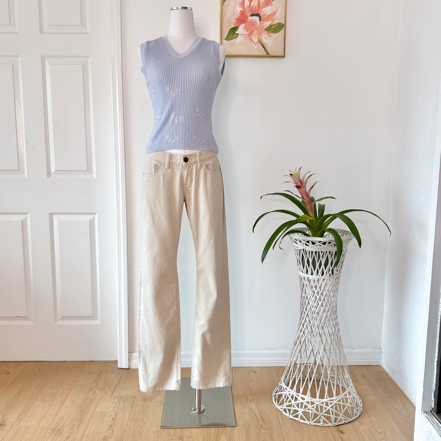 Y2K Cream Corduroy Pants / SZ 4/6