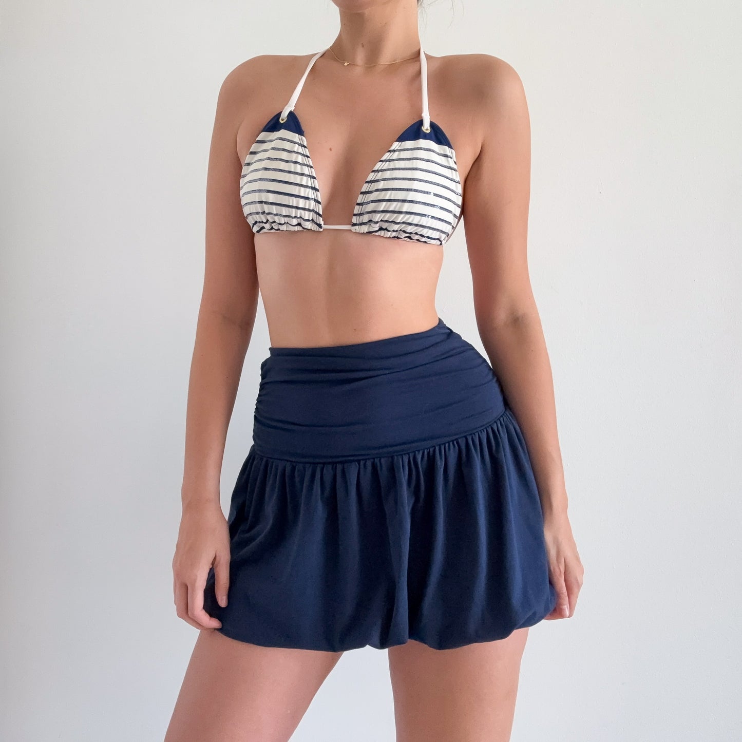 Y2K Navy Bubble Mini Skirt / SZ XS-S