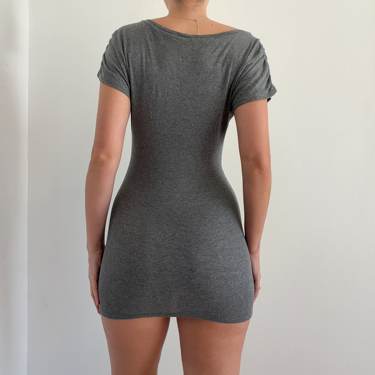 Y2K Grey Knit T-Shirt Mini Dress / SZ S