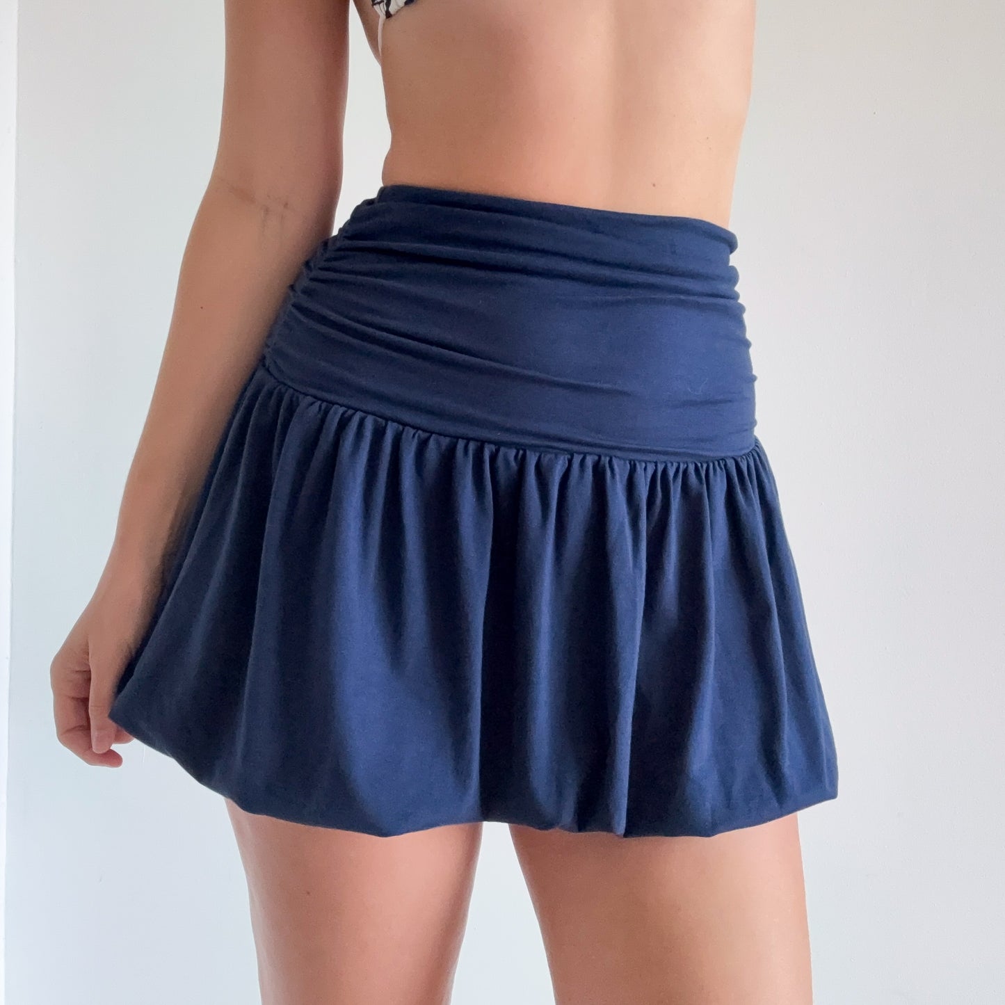 Y2K Navy Bubble Mini Skirt / SZ XS-S