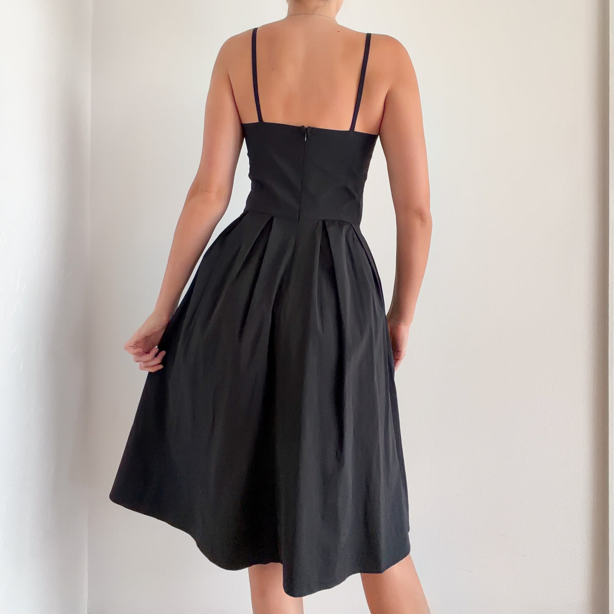 90's Black Drop Waist Nylon Midi Dress / SZ S