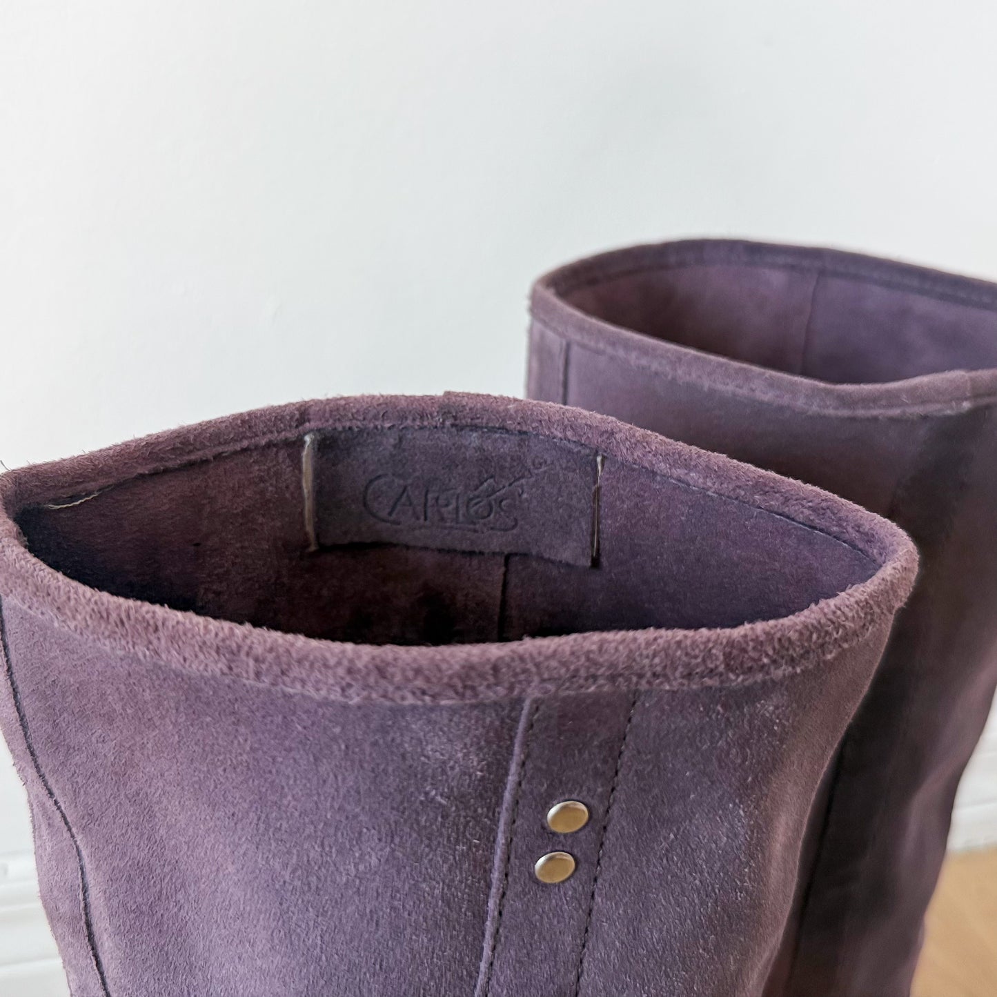 Y2K Purple Suede Studded Boots / SZ 6.5