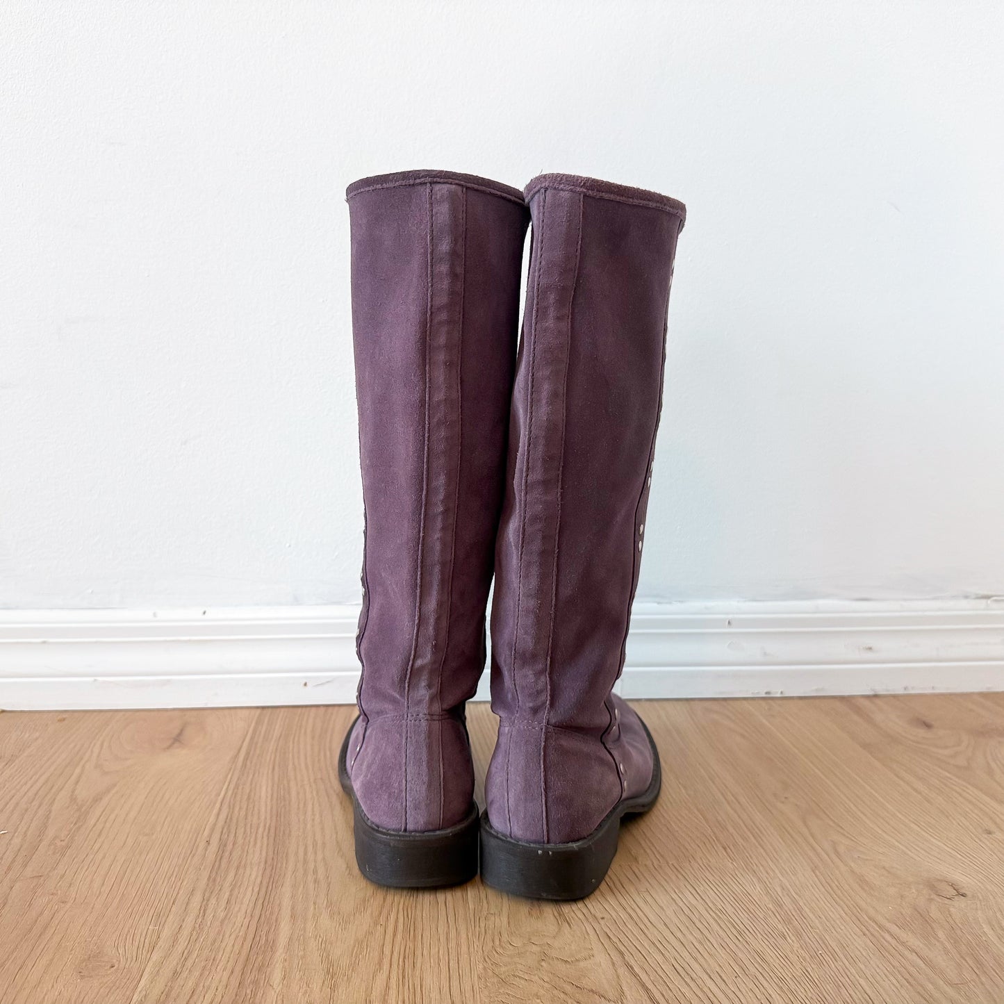 Y2K Purple Suede Studded Boots / SZ 6.5