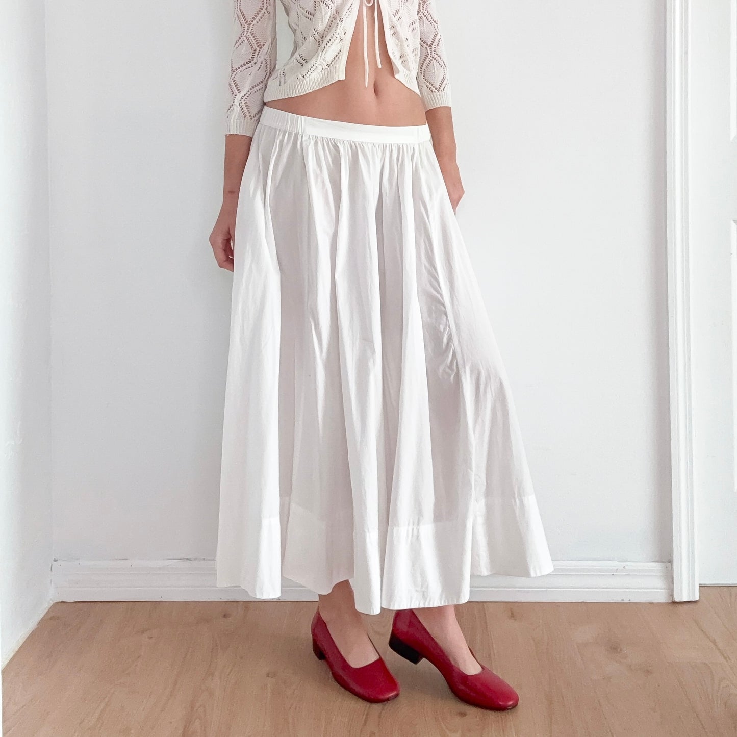 Free People White Cotton Maxi Skirt / SZ S-L