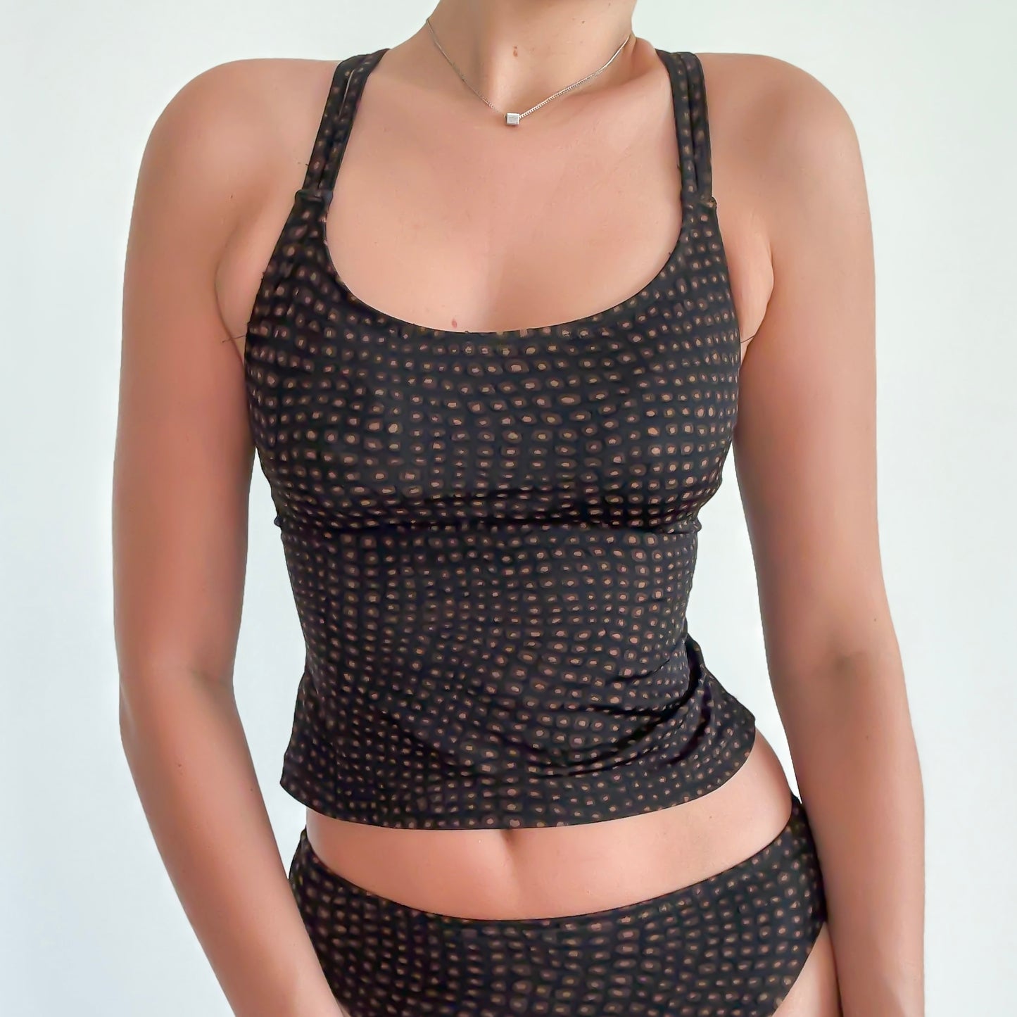 90's Black & Brown Tankini / SZ M