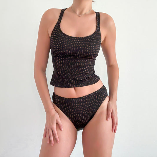 90's Black & Brown Tankini / SZ M