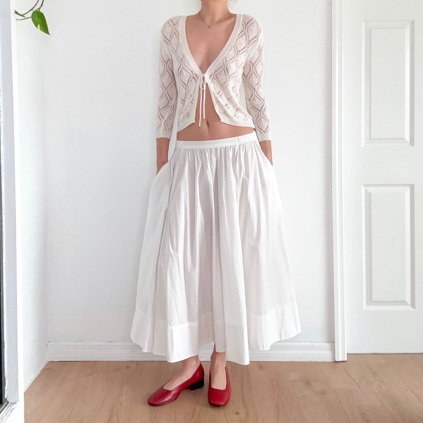 Free People White Cotton Maxi Skirt / SZ S-L