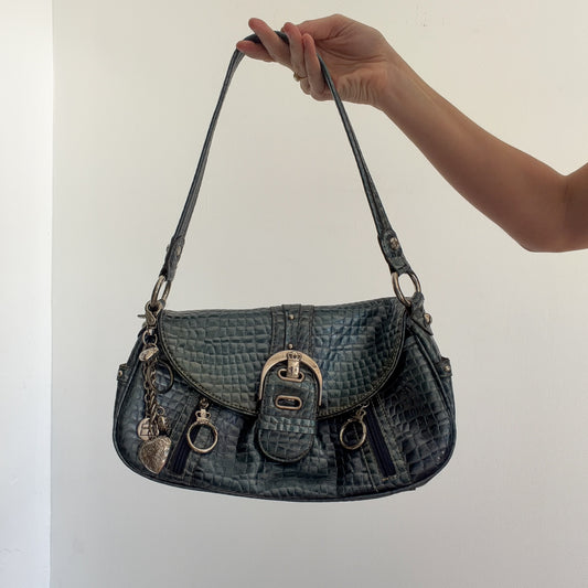 Y2K Blue Croc Vinyl Charm Handbag
