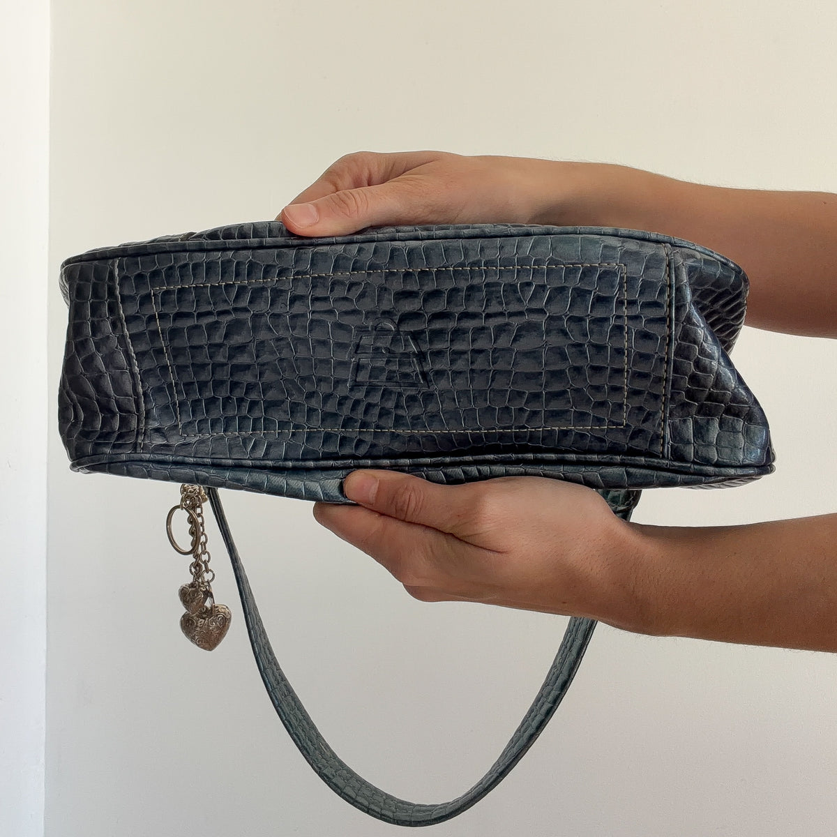 Y2K Blue Croc Vinyl Charm Handbag