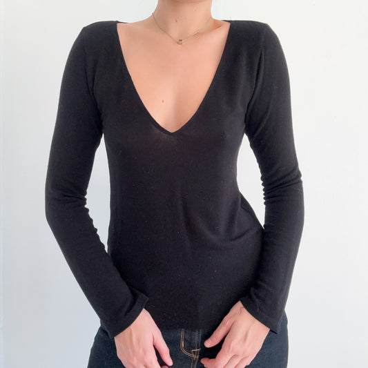 Reformation Black V Neck Top / SZ S