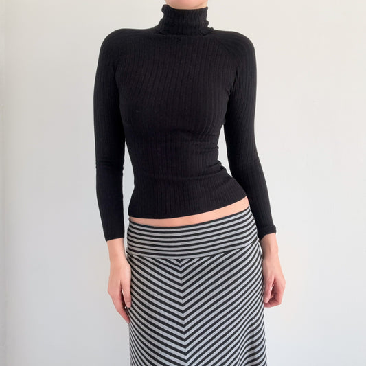 Y2K Black Knit Turtleneck / SZ XS-S