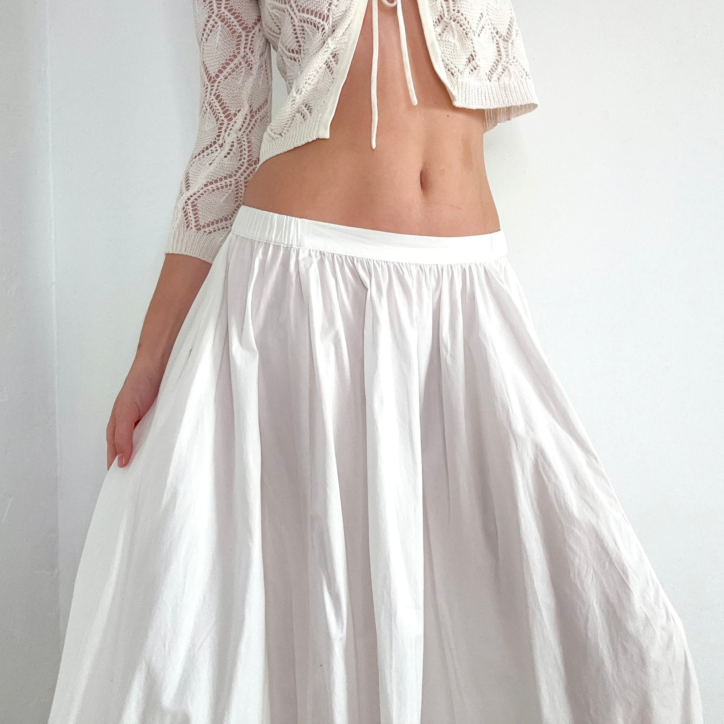 Free People White Cotton Maxi Skirt / SZ S-L