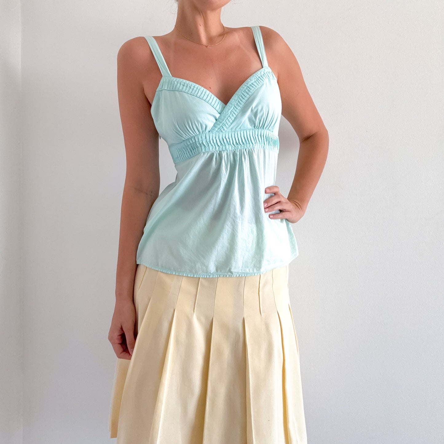 Y2K Aqua Cotton Babydoll Tank / SZ S