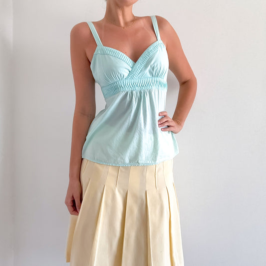 Y2K Aqua Cotton Babydoll Tank / SZ S
