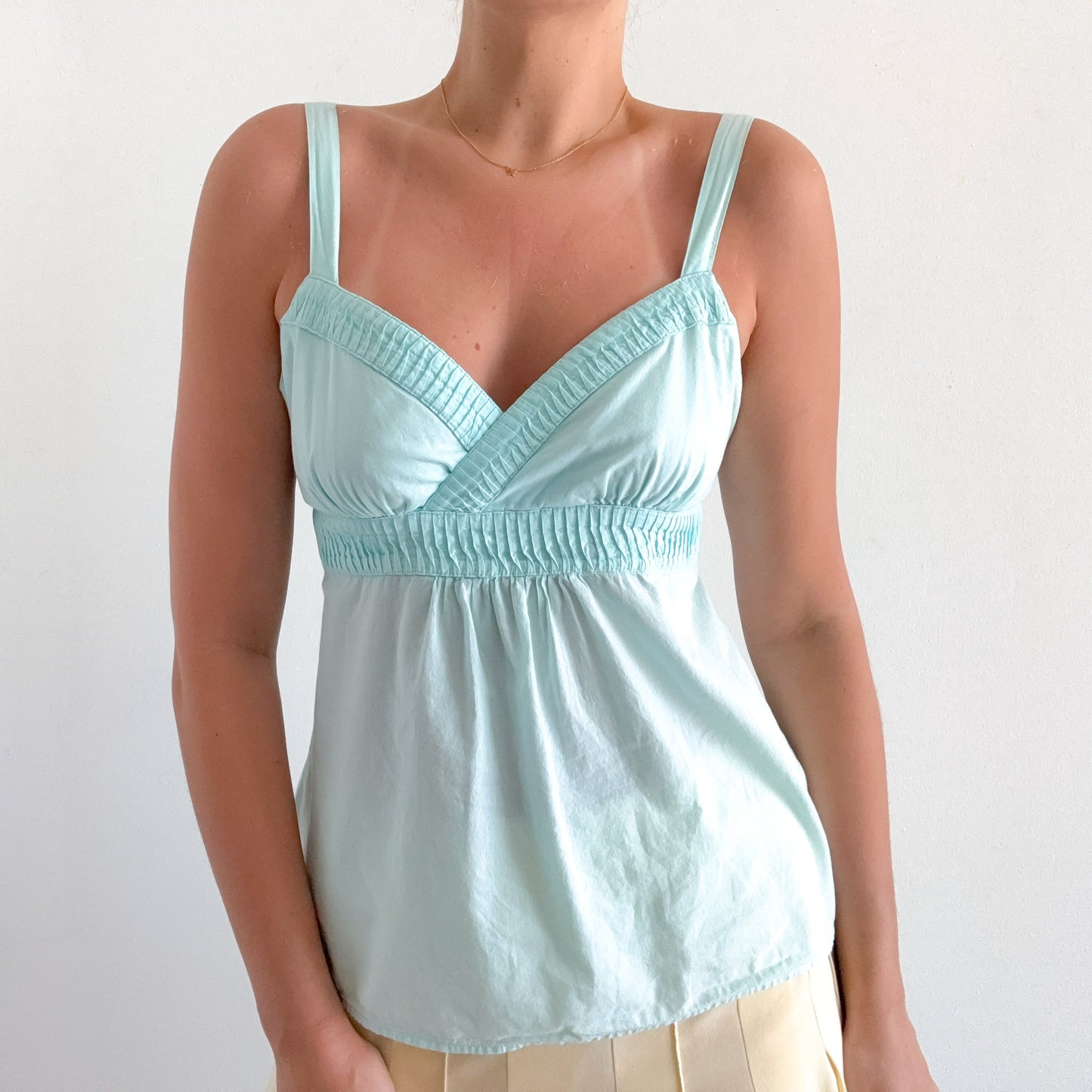 Y2K Aqua Cotton Babydoll Tank / SZ S