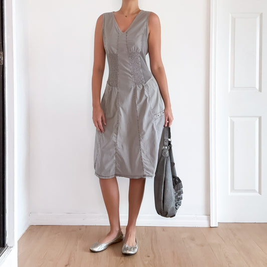 Y2K Grey Cotton Cargo Midi Dress / SZ S-M
