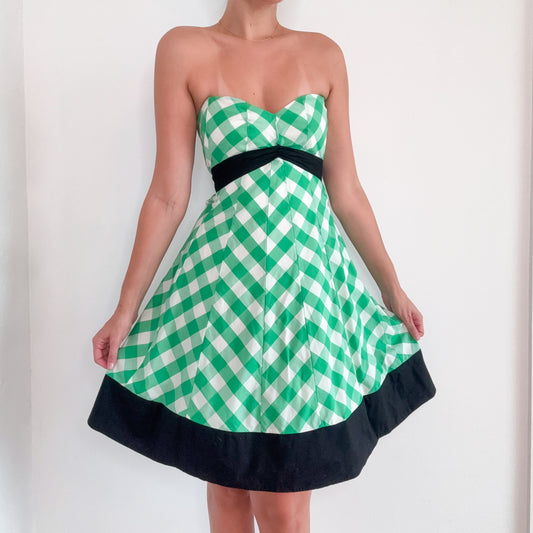 Y2K Green Plaid Cotton Dress / SZ 4