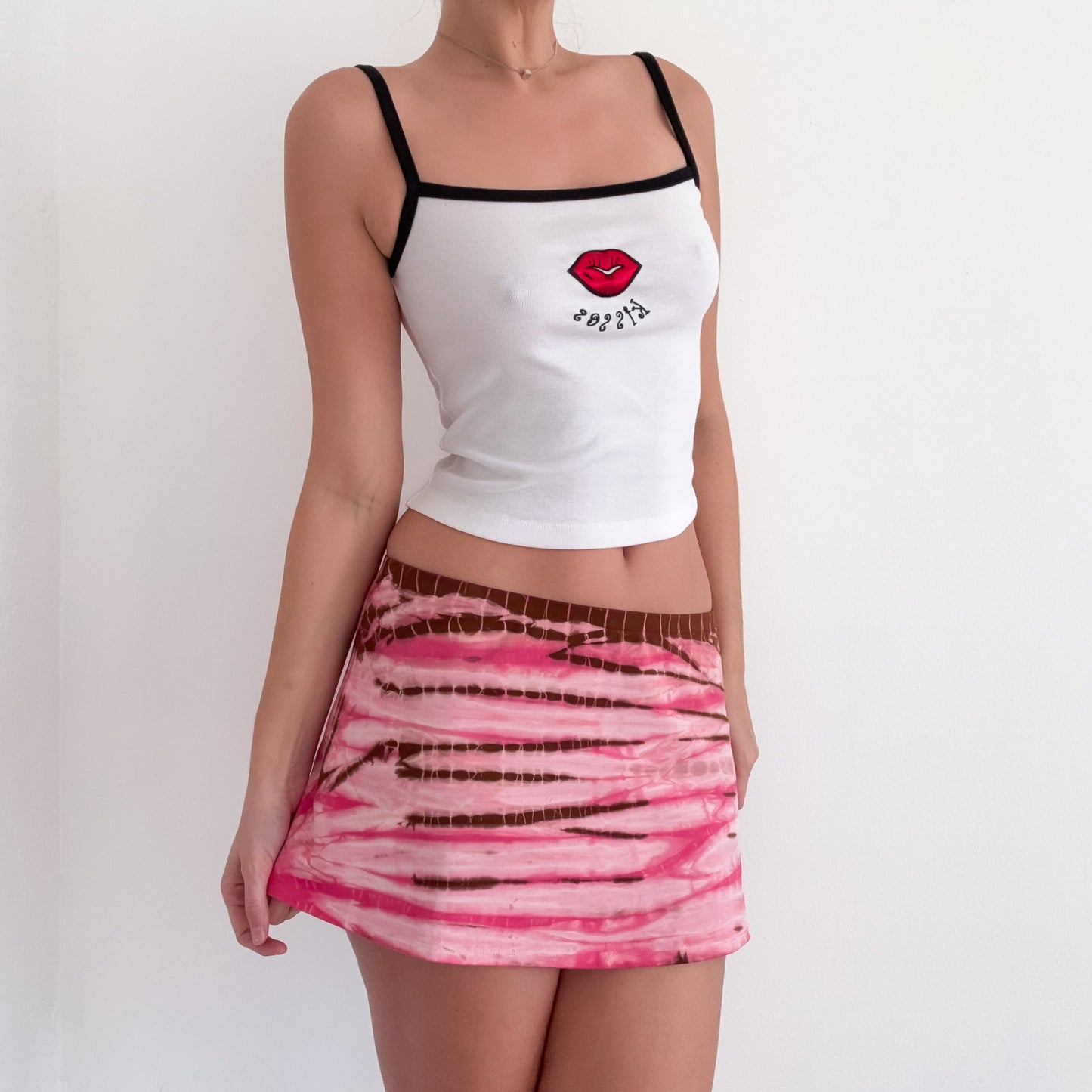 Y2K Pink & Brown Tie Dye Mini Skirt / SZ M