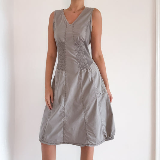 Y2K Grey Cotton Cargo Midi Dress / SZ S-M