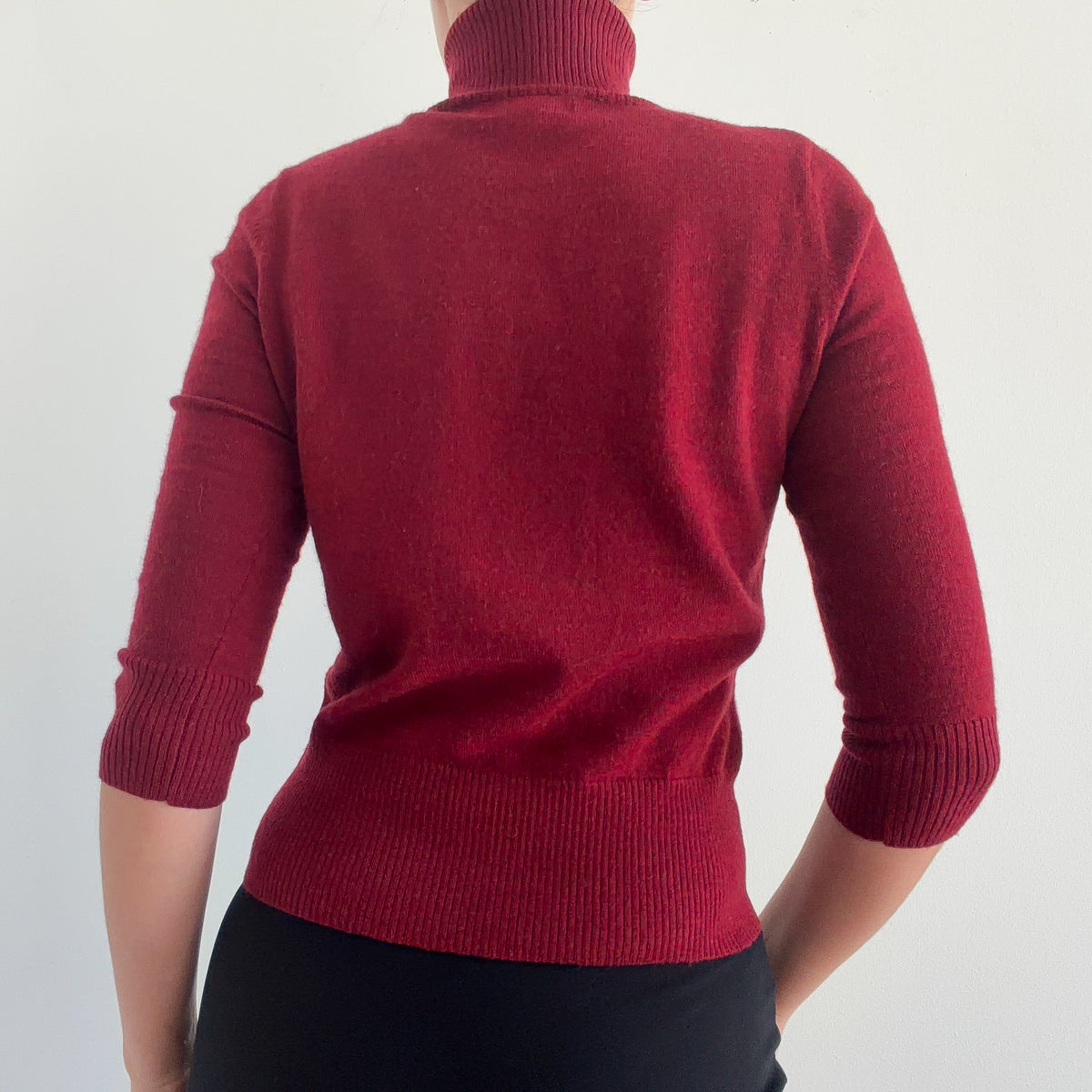 90's Burgundy Wool Knit Turtleneck / SZ S