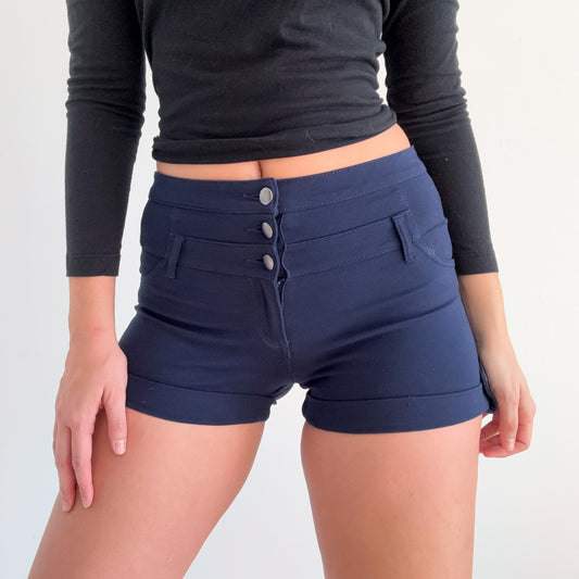 Y2K Navy Stretch Hot Shorts / SZ M